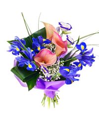 bouquet of irises and calla lilies